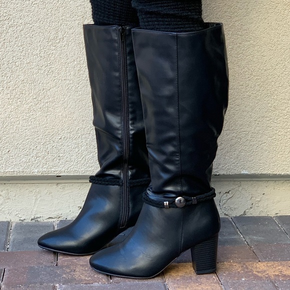 Rope Hardware Block Heel Knee High Wide Fit Boots - Picture 5 of 8